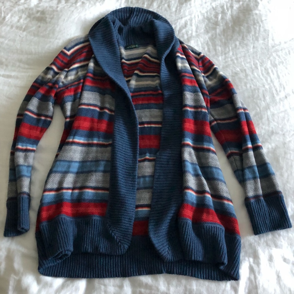 Ralph Lauren Cardigan Open Stripe Fall Colors Southwest Vibe Heavy Warm